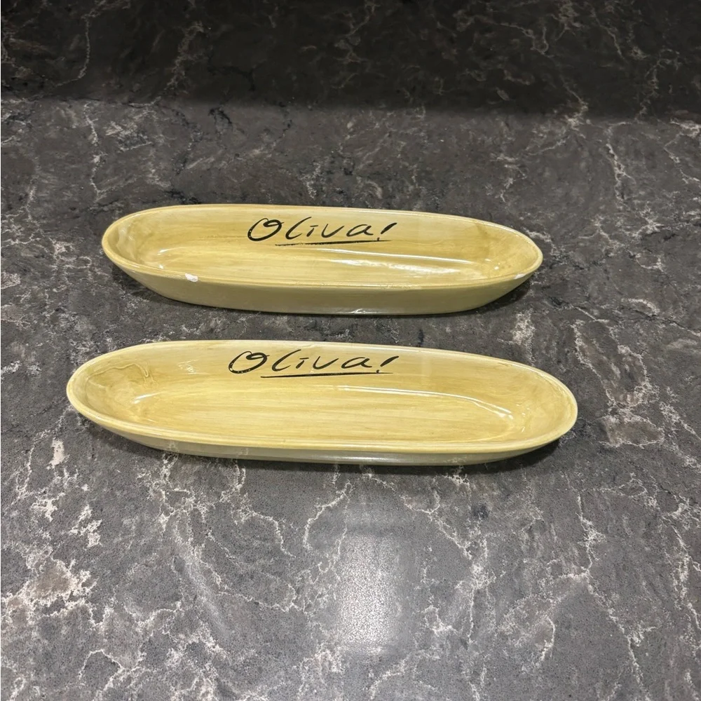 ❗️Crate & Barrel Italian Oliva Olive Turine Ceramic Serving Dishes